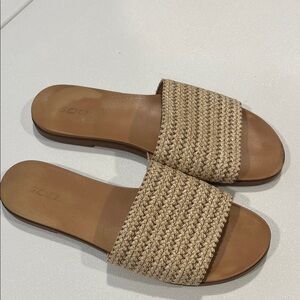 Soda Woven Tan Slide Sandals